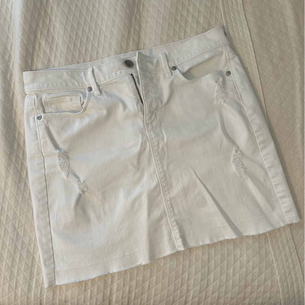 LOFT White Denim Jean Skirt